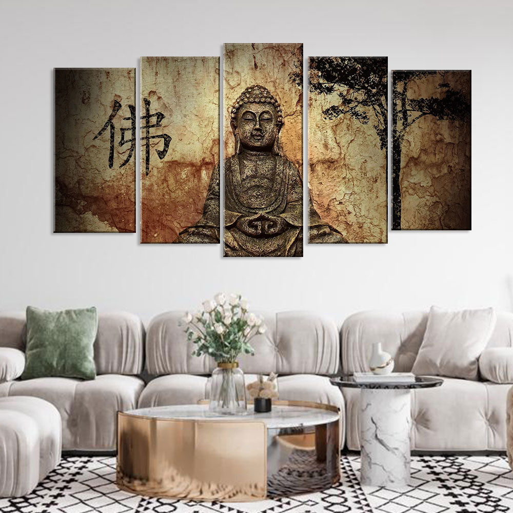 5 Piece Buddha Serenity Canvas Wall Art