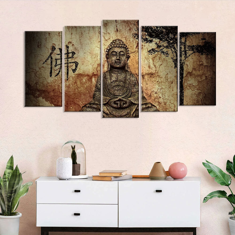 5 Piece Buddha Serenity Canvas Wall Art