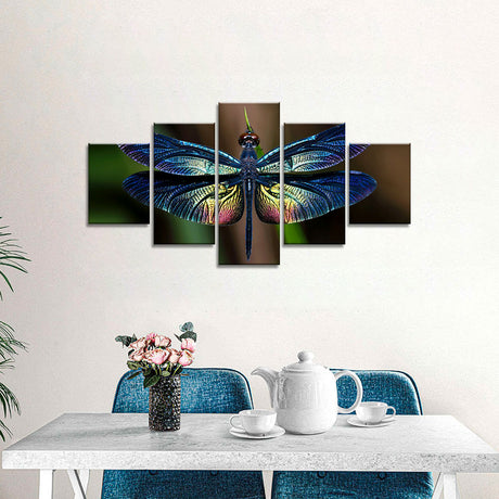 5 Piece Dragonfly Canvas Wall Art