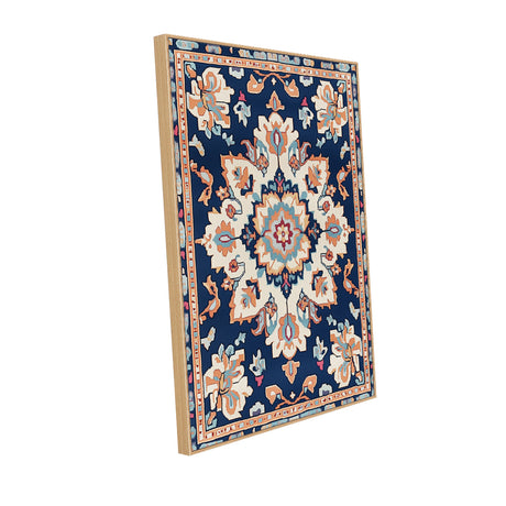 Bohemian Navy Blue Vintage Floral Canvas Wall Art