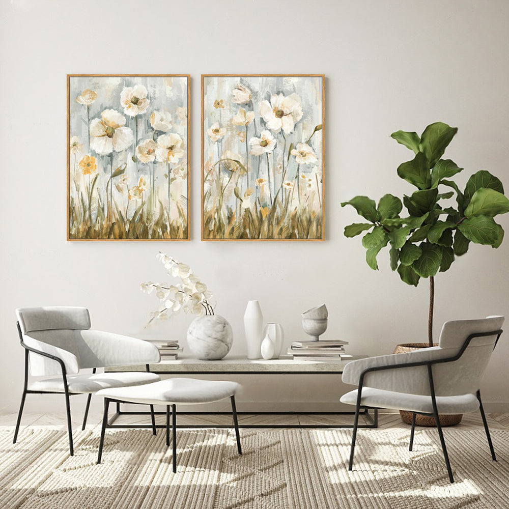 Elegant White Floral Design Canvas Wall Art