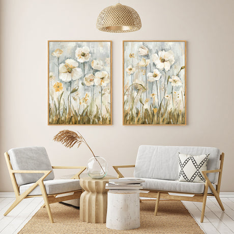 Elegant White Floral Design Canvas Wall Art