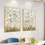 Elegant White Floral Design Canvas Wall Art