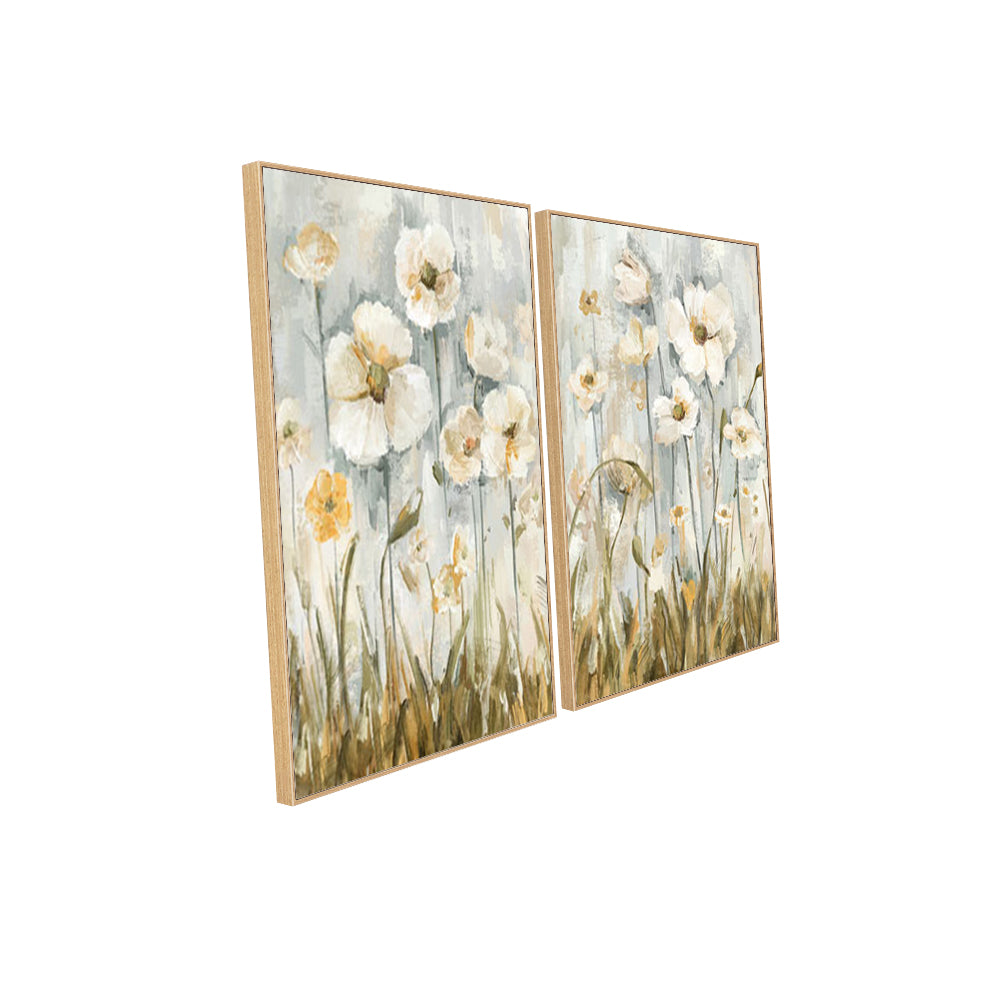 Elegant White Floral Design Canvas Wall Art