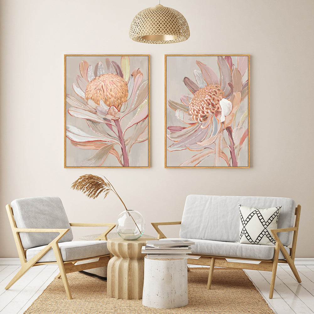 Elegant Botanical Protea Canvas Wall Art