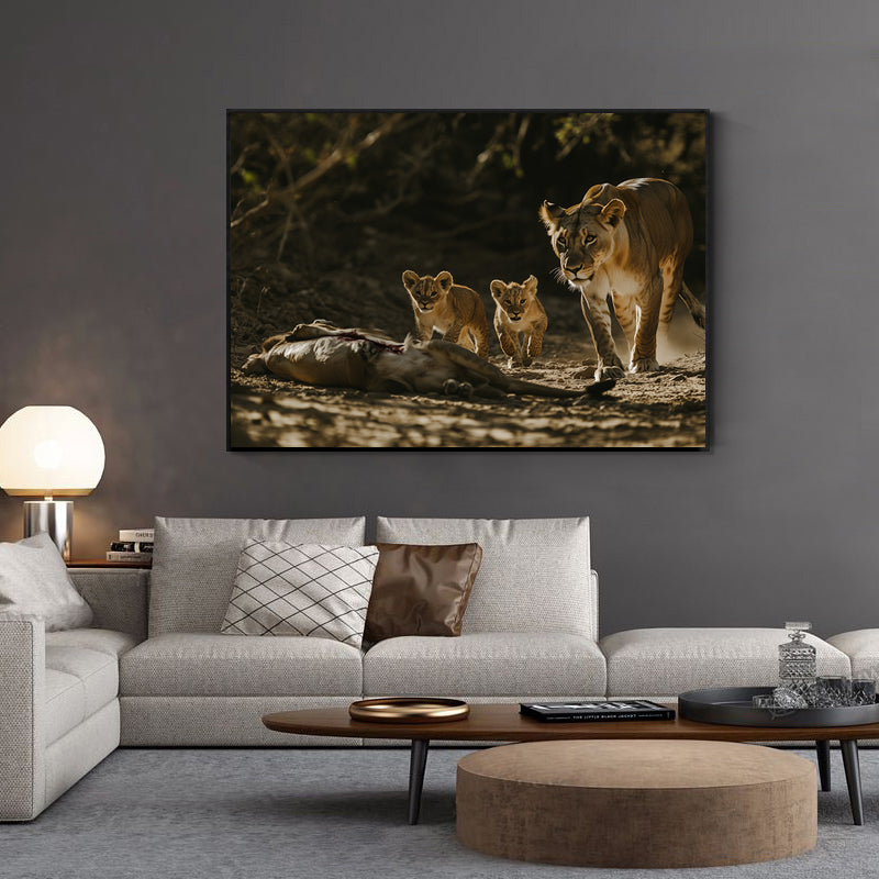 Majestic Lion Family Canvas Wall Art