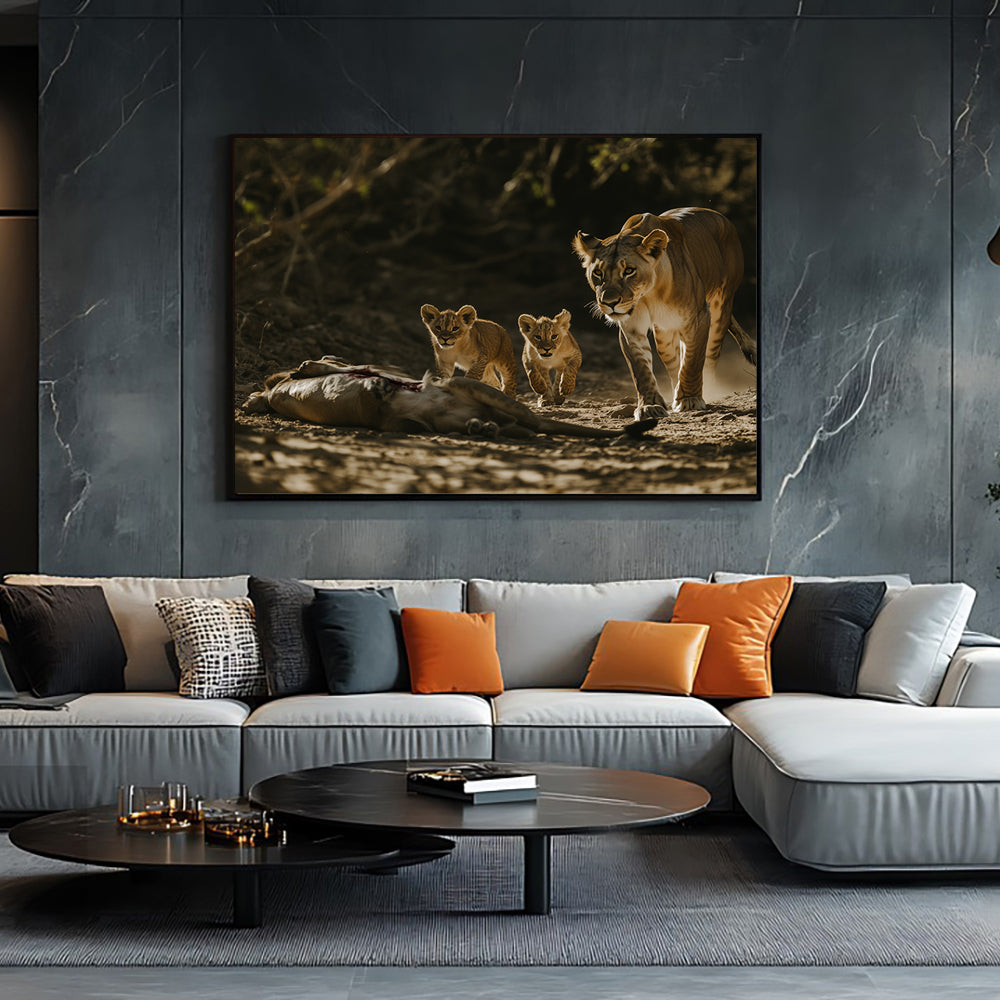 Majestic Lion Family Canvas Wall Art