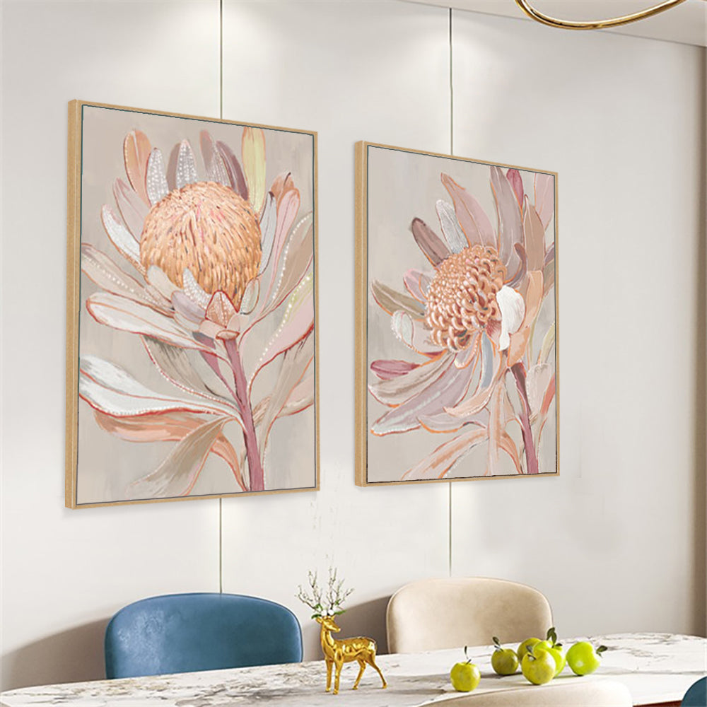 Elegant Botanical Protea Canvas Wall Art