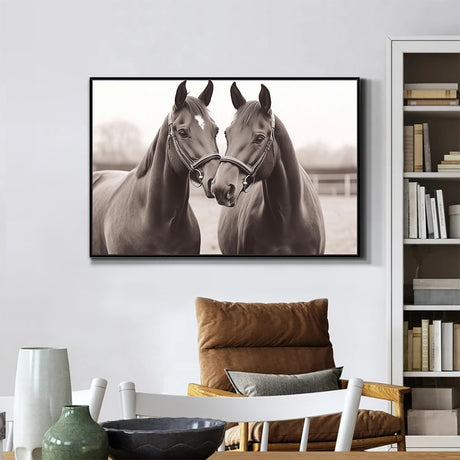 Elegant Twin Horses Canvas Wall Art