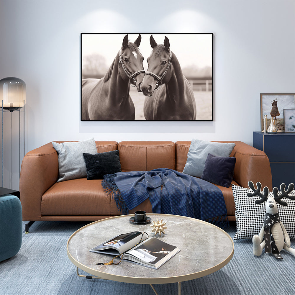 Elegant Twin Horses Canvas Wall Art