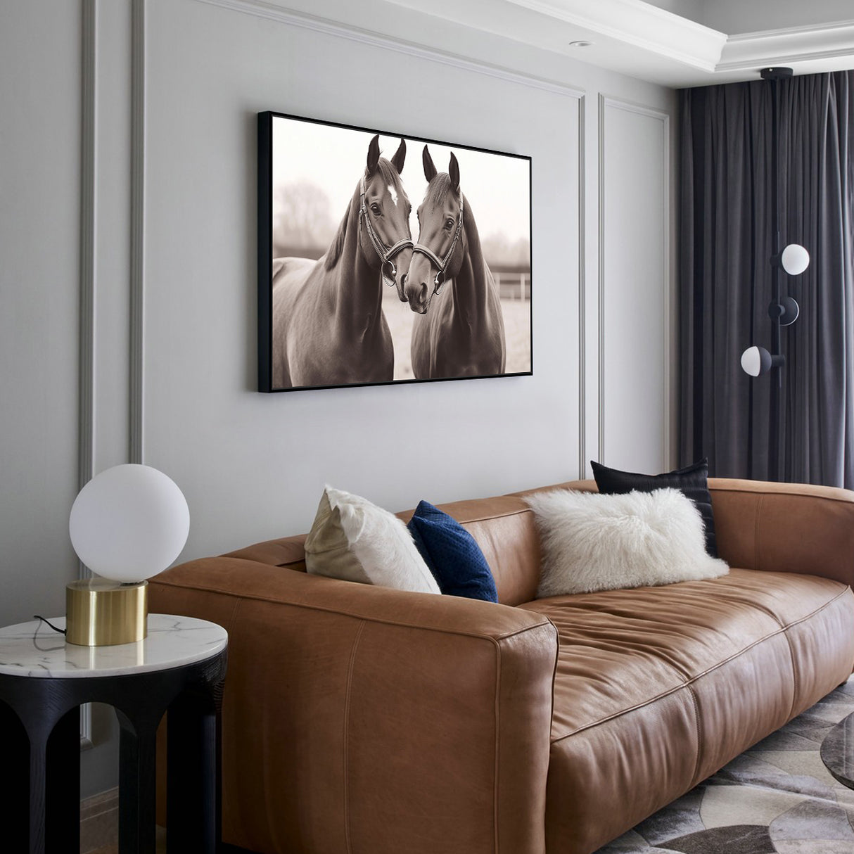 Elegant Twin Horses Canvas Wall Art