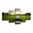 5-Piece Golf Ball at Sunset Canvas Wall Art