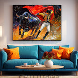 Matador and Bull Canvas Wall Art