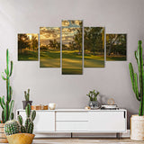 5-Piece Golf Course Sunset Canvas Wall Art