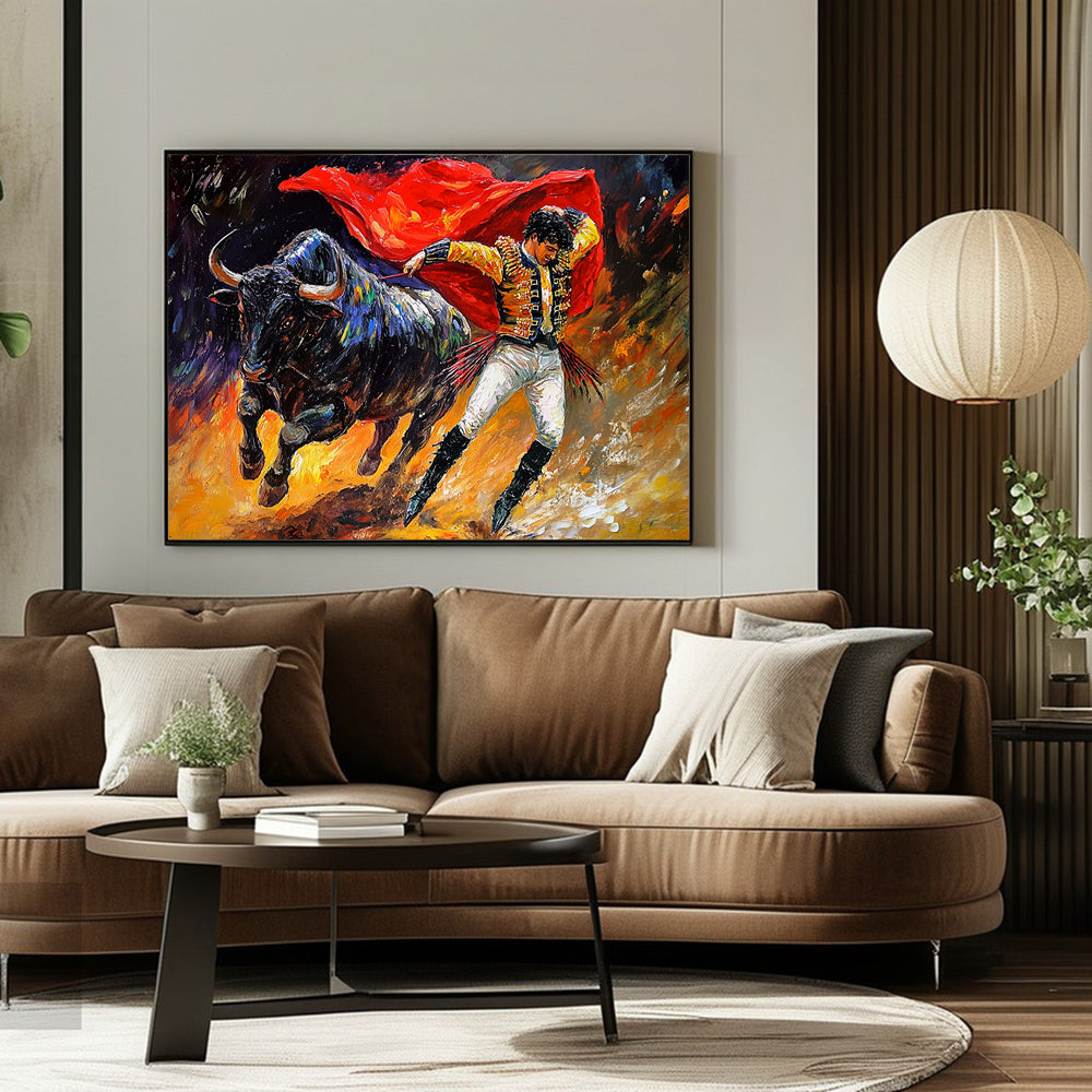 Matador and Bull Canvas Wall Art