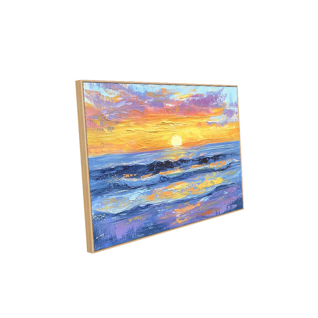 Golden Sunset Over Ocean – Textured Canvas Wall Art