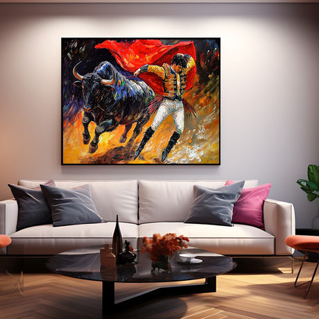 Matador and Bull Canvas Wall Art