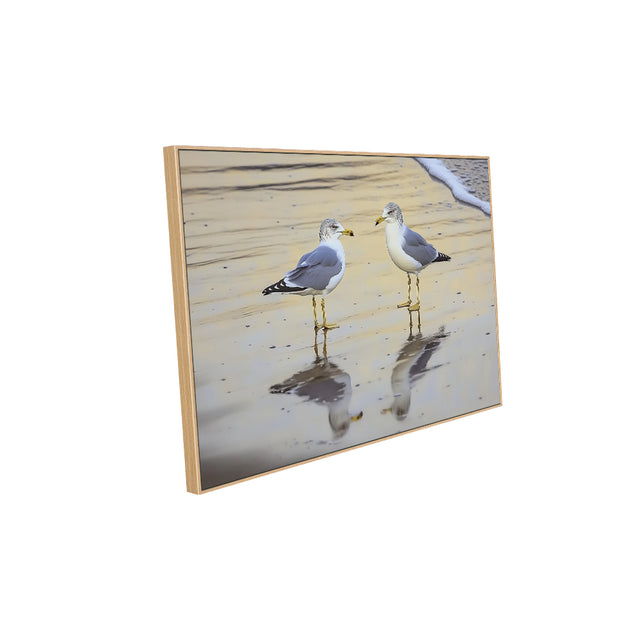 Seagulls On The Shore Canvas Wall Art