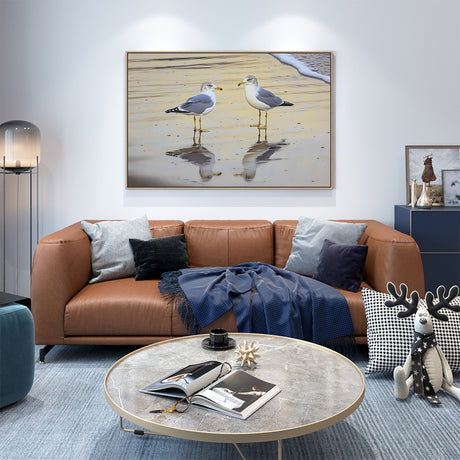 Seagulls On The Shore Canvas Wall Art