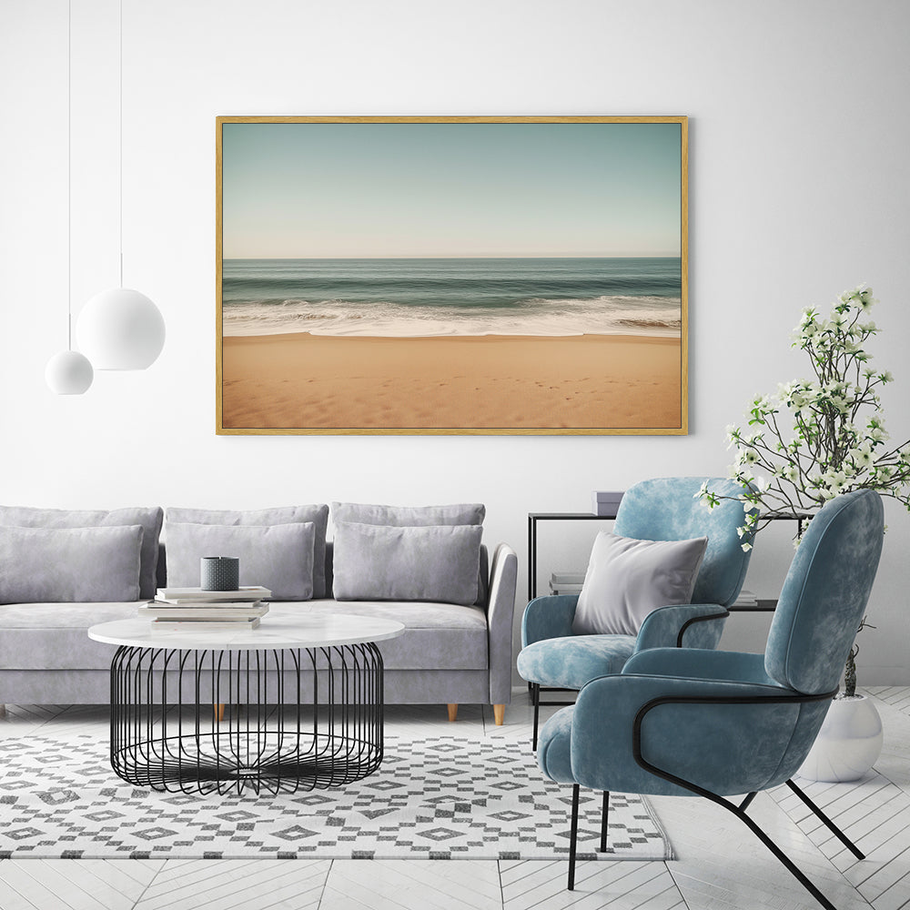 Serene Beach Horizon – Minimalist Coastal Canvas Wall Art