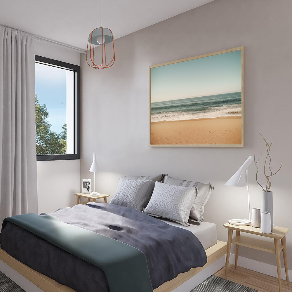 Serene Beach Horizon – Minimalist Coastal Canvas Wall Art