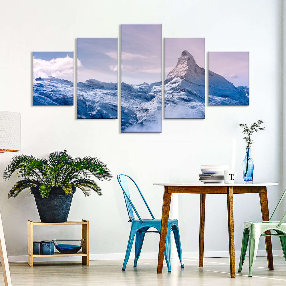 5-Piece Majestic Snowy Mountain Canvas Wall Art