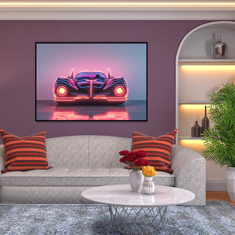 Futuristic Neon Car Canvas Wall Art