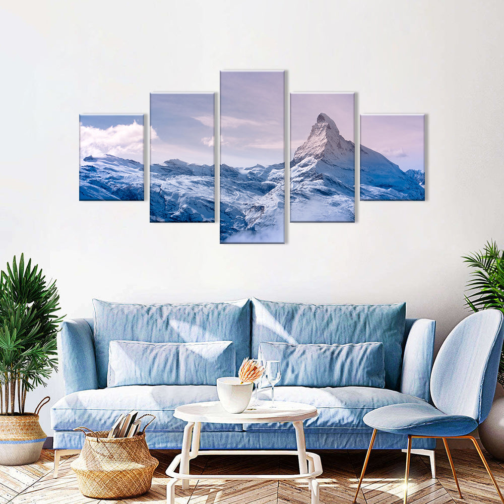 5-Piece Majestic Snowy Mountain Canvas Wall Art