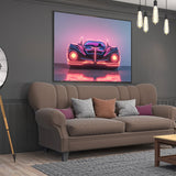 Futuristic Neon Car Canvas Wall Art