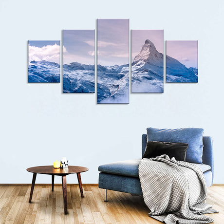 5-Piece Majestic Snowy Mountain Canvas Wall Art