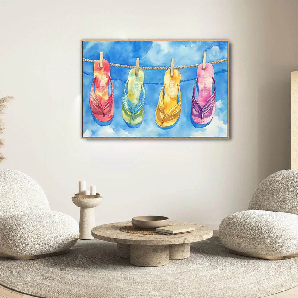 Vibrant Flip Flop Design Canvas Wall Art