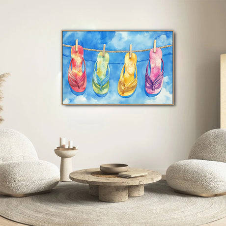 Vibrant Flip Flop Design Canvas Wall Art