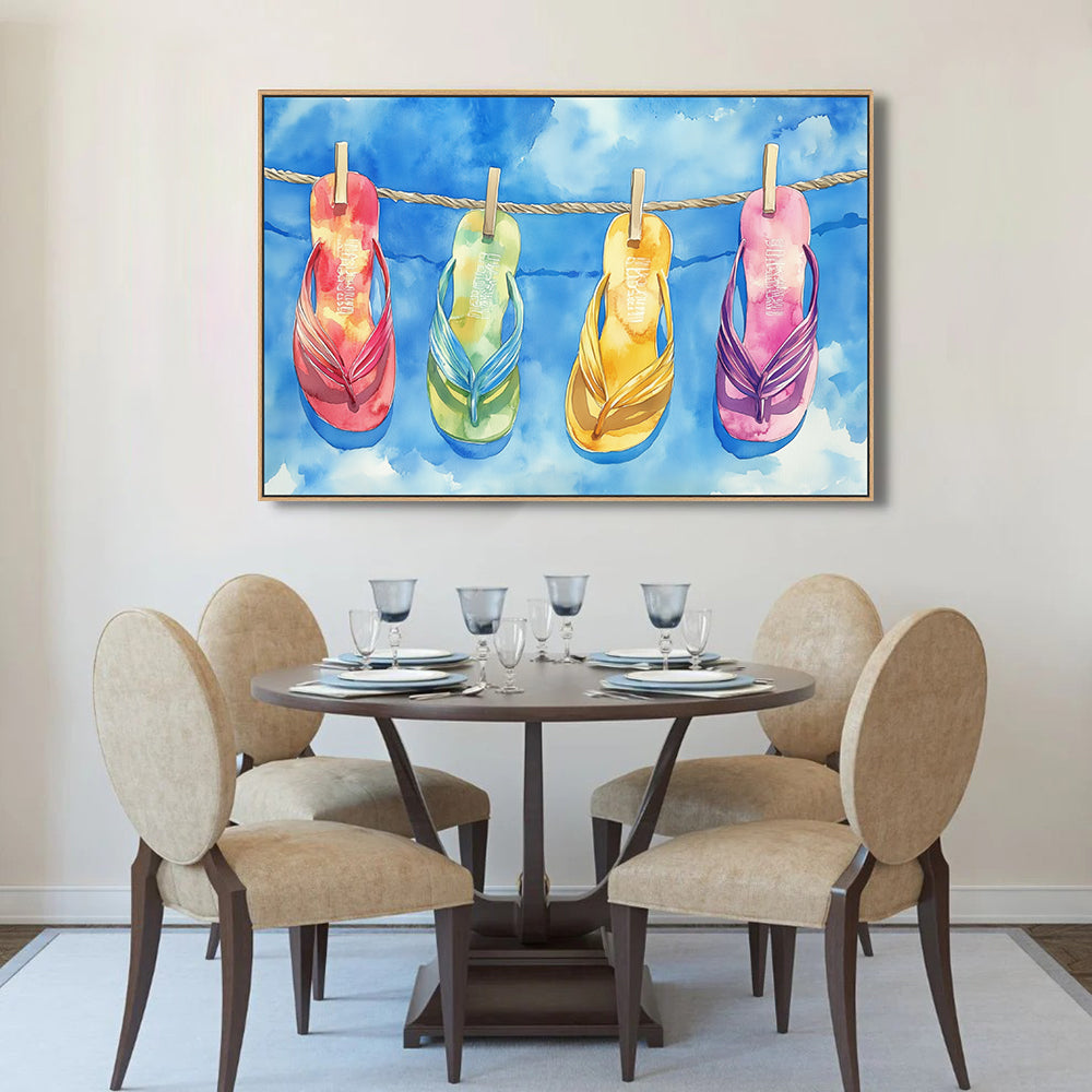 Vibrant Flip Flop Design Canvas Wall Art