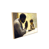 Father and Child Praying Canvas Wall Art