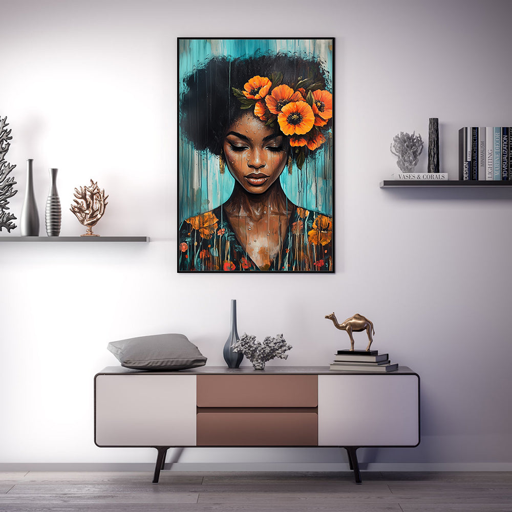 "Radiant Beauty: Afro-Inspired Canvas Wall Art"