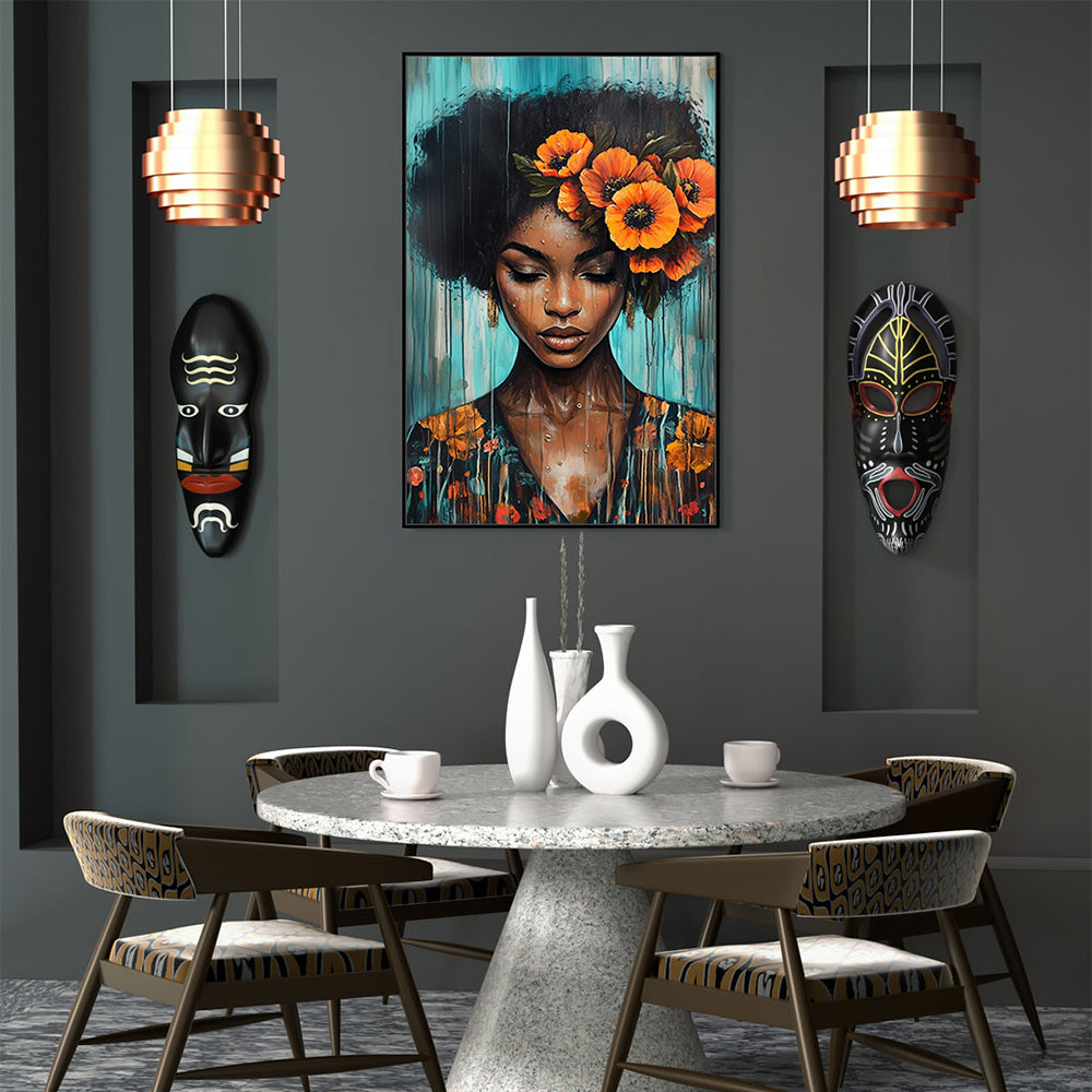 "Radiant Beauty: Afro-Inspired Canvas Wall Art"