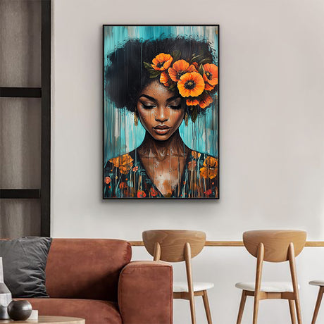 "Radiant Beauty: Afro-Inspired Canvas Wall Art"