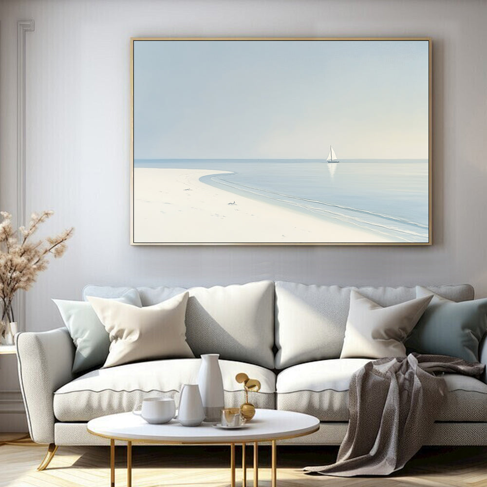 Serene Beach Horizon – Minimalist Coastal Canvas Wall Art