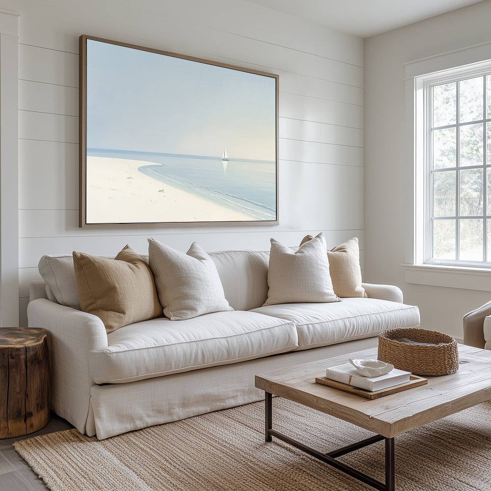 Serene Beach Horizon – Minimalist Coastal Canvas Wall Art