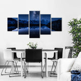 5-Piece Starry Night Mountain Reflection Canvas Wall Art