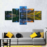 5-Piece Autumn Reflection Mountain Canvas Wall Art