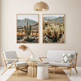 Desert Landscape and Cactus Duo Canvas Wall Art