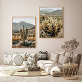 Desert Landscape and Cactus Duo Canvas Wall Art