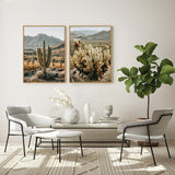 Desert Landscape and Cactus Duo Canvas Wall Art