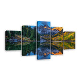 5-Piece Autumn Reflection Mountain Canvas Wall Art