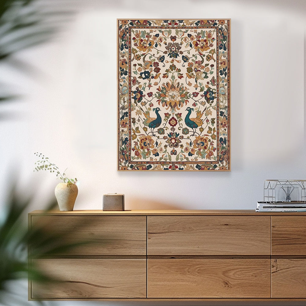 Bohemian Peacock Floral Canvas Wall Art