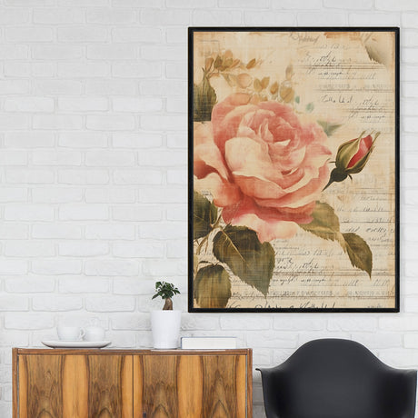 Vintage Rose Canvas Wall Art - Classic Elegance For Your Space