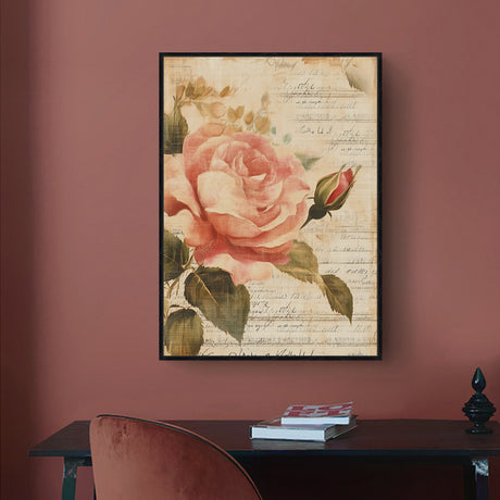 Vintage Rose Canvas Wall Art - Classic Elegance For Your Space