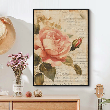 Vintage Rose Canvas Wall Art - Classic Elegance For Your Space