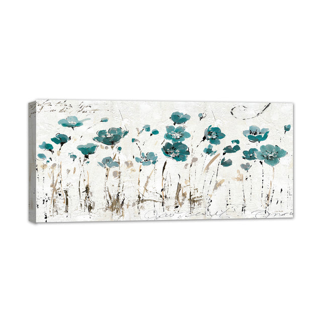 Abstract Teal Flower Field Canvas Wall Art